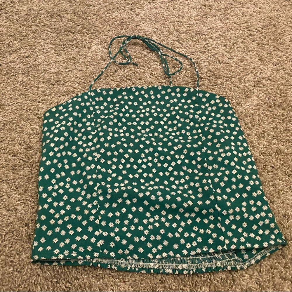 Green Flower Top Size S